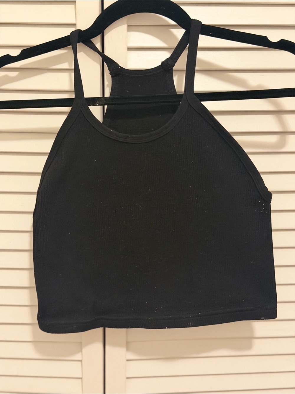 Free People Black Ribbed Halter Crop Top - Women